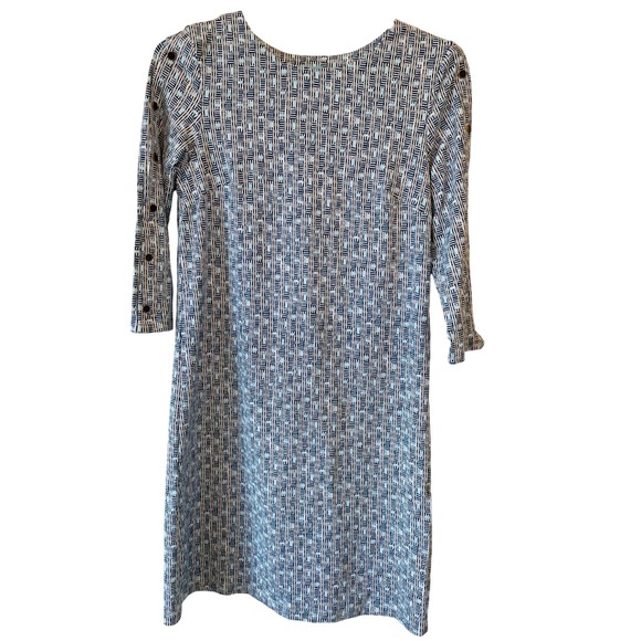 J. McLaughlin Dresses & Skirts - J. McLaughlin Catalina Cloth Size‎ S Blue White Geometric Print 3/4 Sleeve